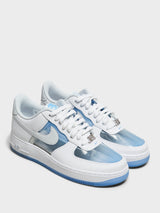 Nike - Air Force 1 Retro QS Sneakers in White, Pure Platinum and Univ Blue