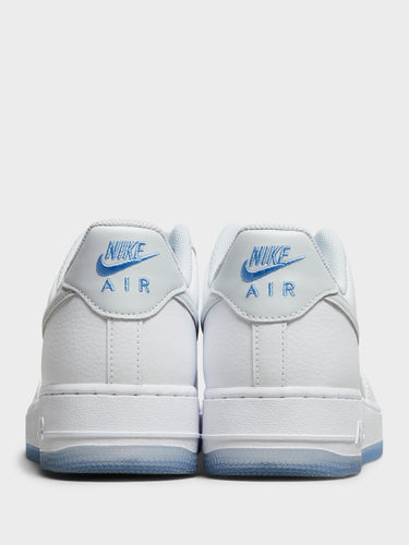 Nike - Air Force 1 Retro QS Sneakers in White, Pure Platinum and Univ Blue