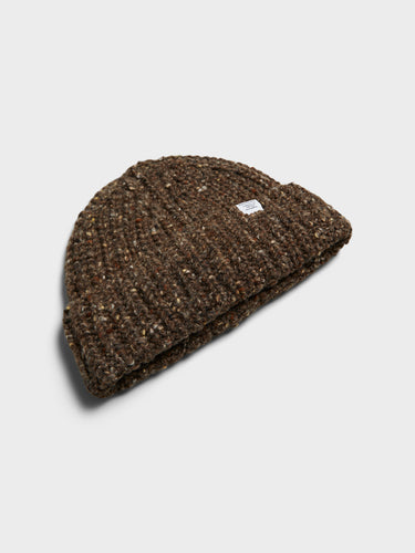 Norse Projects - Daniel Donegal Rib Beanie in Seal Brown