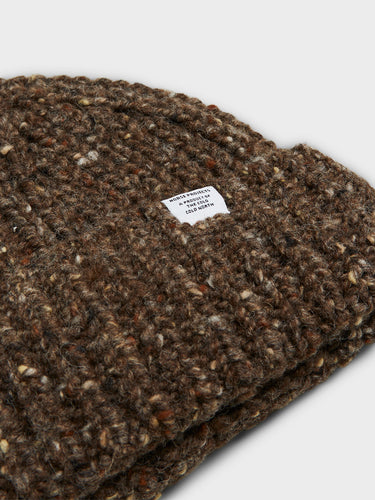 Norse Projects - Daniel Donegal Rib Beanie in Seal Brown