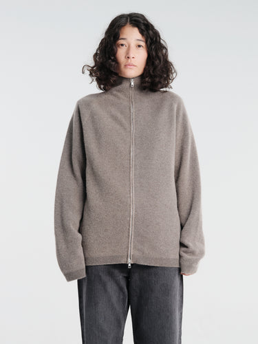 Our Legacy - Dash Zip Cardigan in Mud Spray Dye Cherub Wool