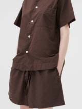 Tekla - Poplin Pyjamas Shorts in Coffee