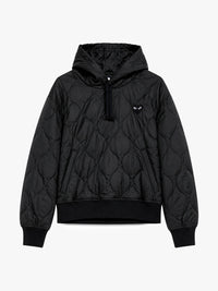 Comme des Garçons PLAY - U Quilted Hoodie Jacket Logo Print Black Emblem Knit in Black