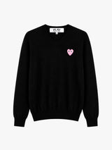 Comme des Garçons PLAY - U Sweater Pink Emblem Knit in Black