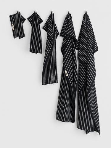 Tekla - Terry Towel in Black Stripes