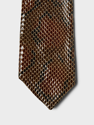 Sunflower - Leather Tie in Brown Snake