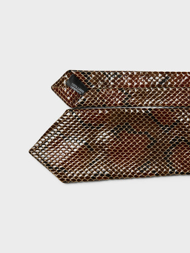 Sunflower - Leather Tie in Brown Snake