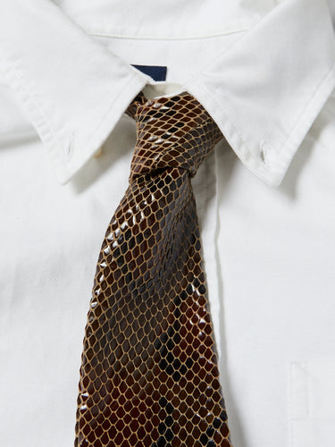 Sunflower - Leather Tie in Brown Snake