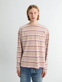 Sunflower - Stripe Longsleeve Pocket T-shirt in Beige
