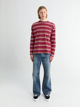 Sunflower - Stripe Longsleeve Pocket T-shirt in Burgundy