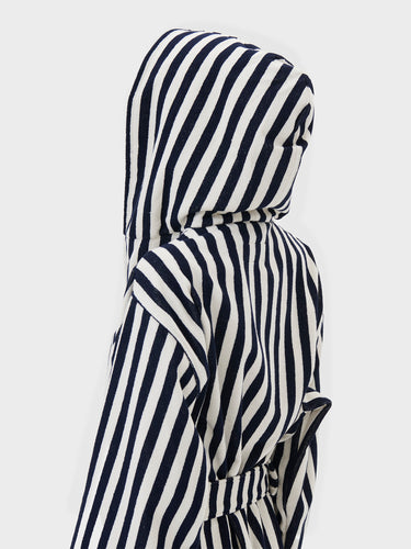 Tekla - Hooded Bathrobe in Humbug Stripes