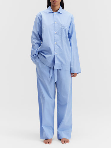 Tekla - Poplin Pyjamas Shirt in Cornflower Blue