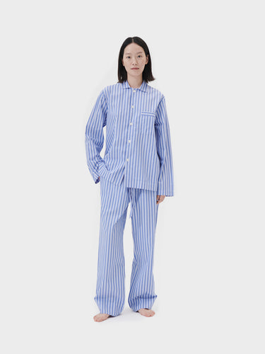 Tekla - Poplin Pyjamas Shirt in Penny Stripes