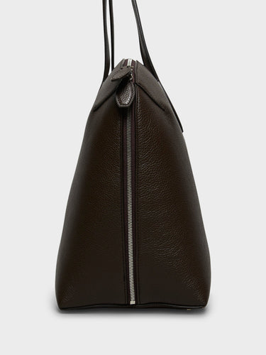 TOTEME - Grained-Leather Day Tote in Dark Chocolate