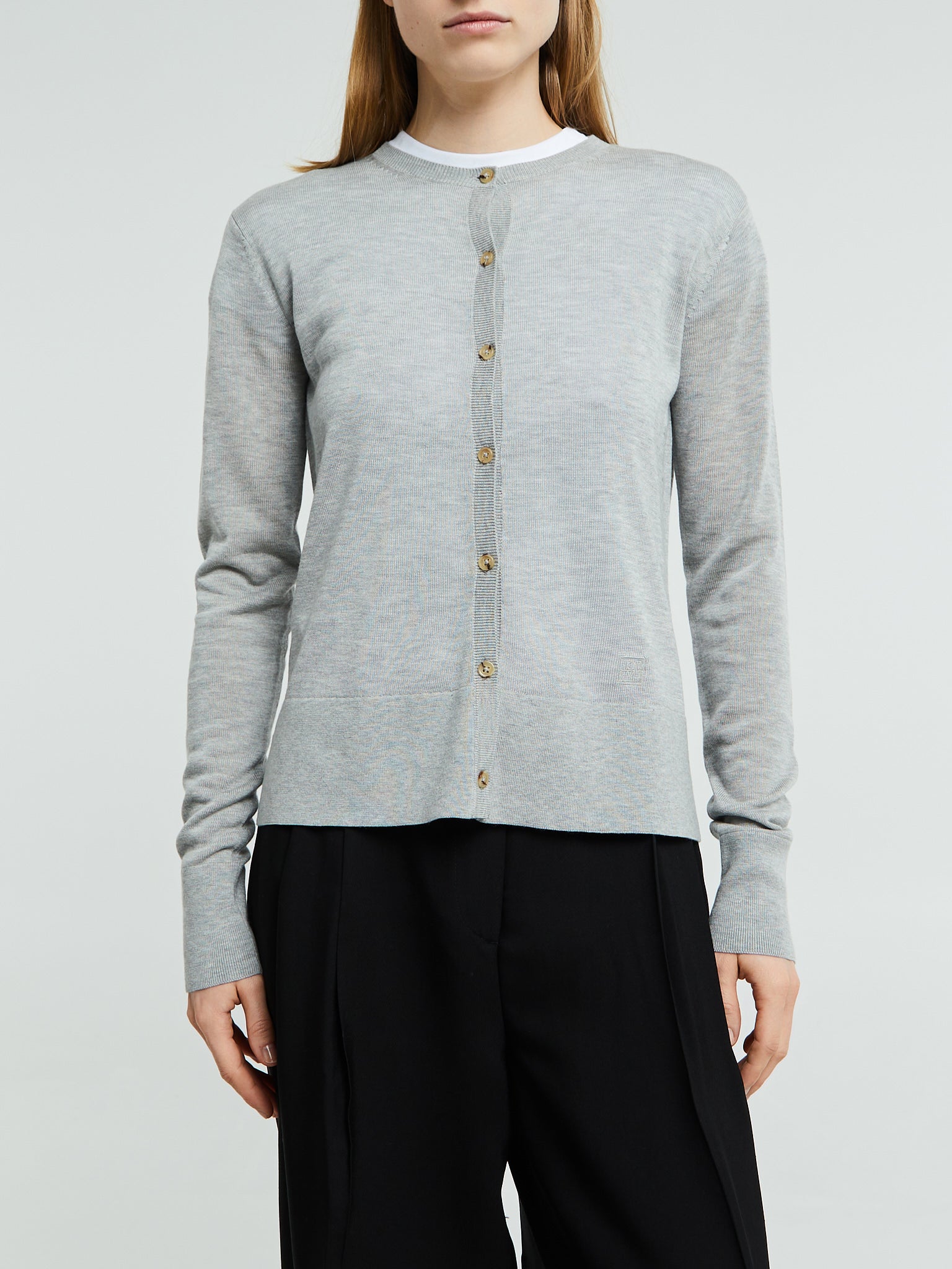 TOTEME Fine Knit Cardigan in Grey Melange – Stoy