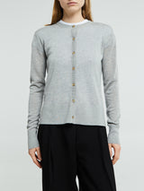 TOTEME - Fine Knit Cardigan in Grey Melange