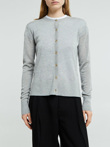 TOTEME - Fine Knit Cardigan in Grey Melange