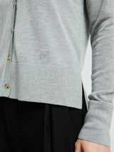TOTEME - Fine Knit Cardigan in Grey Melange