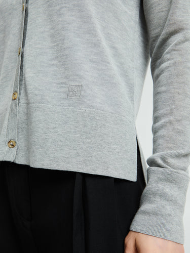 TOTEME - Fine Knit Cardigan in Grey Melange