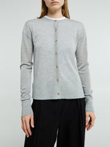 TOTEME - Fine Knit Cardigan in Grey Melange