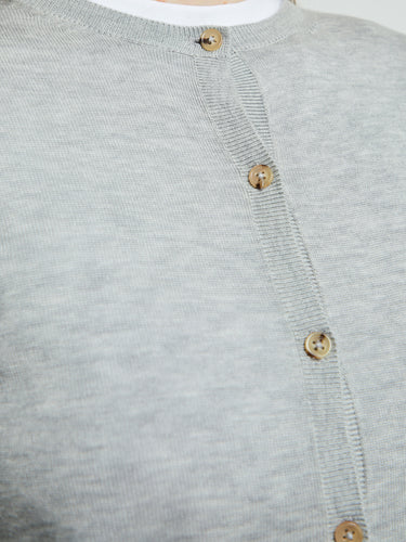TOTEME - Fine Knit Cardigan in Grey Melange