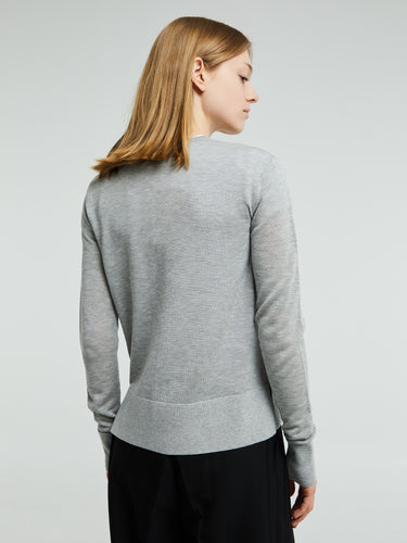 TOTEME - Fine Knit Cardigan in Grey Melange
