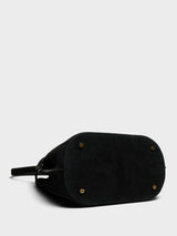 TOTEME - Belted Suede Bucket Bag in Black