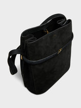 TOTEME - Belted Suede Bucket Bag in Black