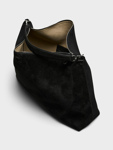 TOTEME - Suede Scoop Tote Bag in Black