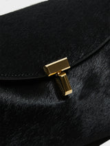 TOTEME - T-Lock Clutch in Black Pony Hair