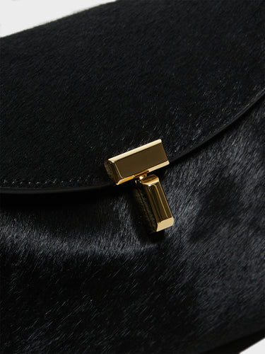 TOTEME - T-Lock Clutch in Black Pony Hair
