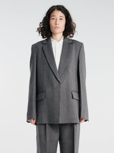 TOTEME - Herringbone Blazer in Dark Grey Melange