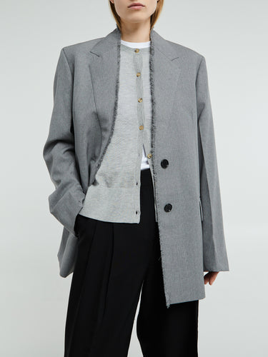TOTEME - Raw Lapel Jacket in Pale Grey Melange