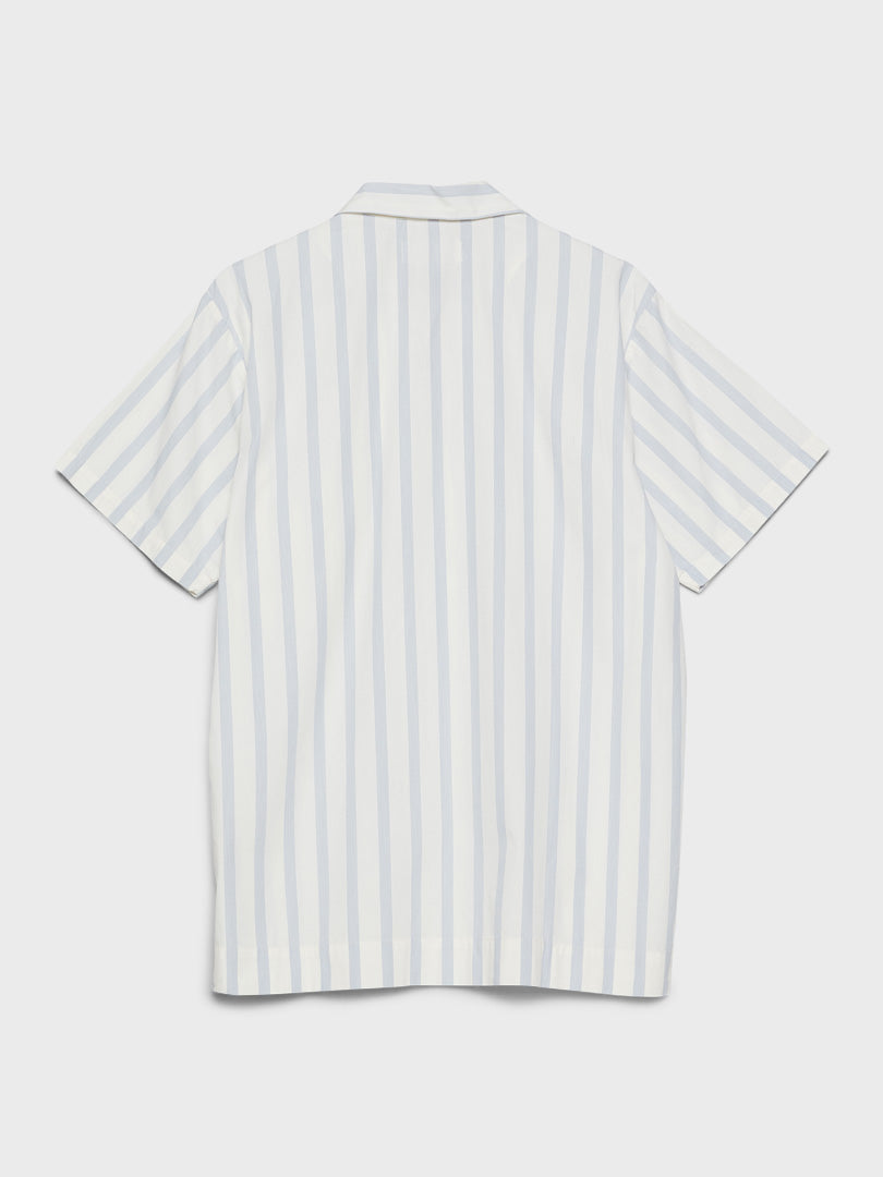 Poplin Pyjamas Short Sleeve Shirt in Needle Stripes