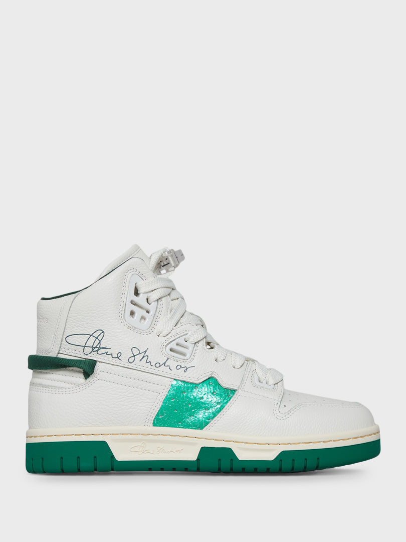 Acne Studios Face - High Top W Sneakers in White and Green