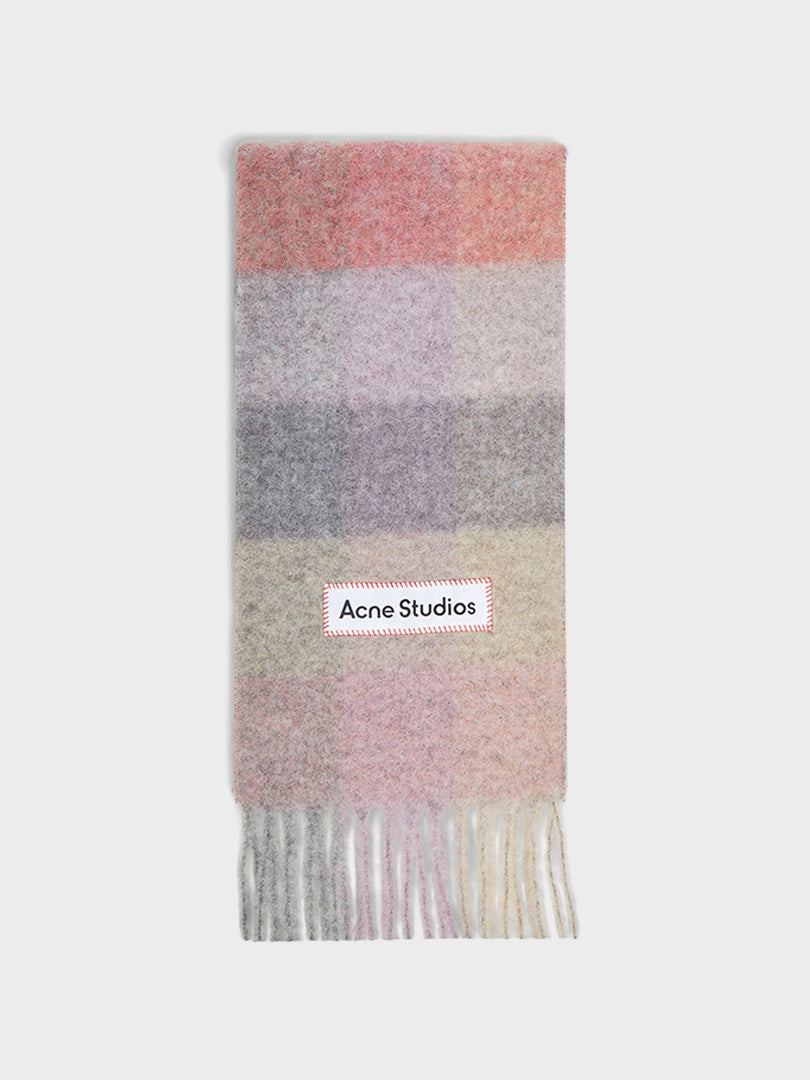 Mohair Checked Scarf in Fuchsia, Lilac and Pink – Stoy