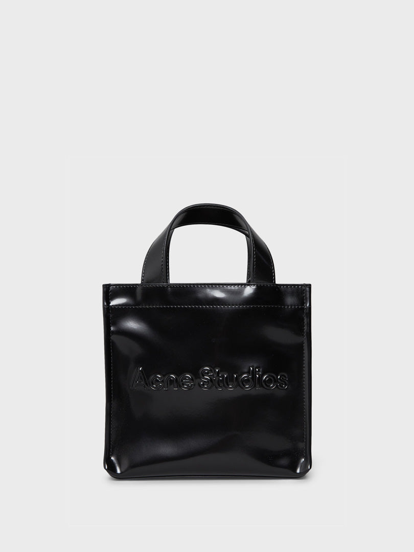 Mini Logo Embossed Tote Bag in Black - Acne Studios