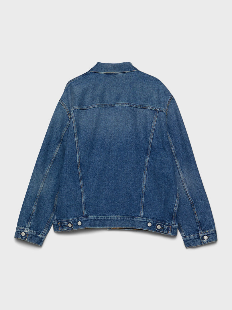 Relaxed Denim Jacket in Mid Blue
