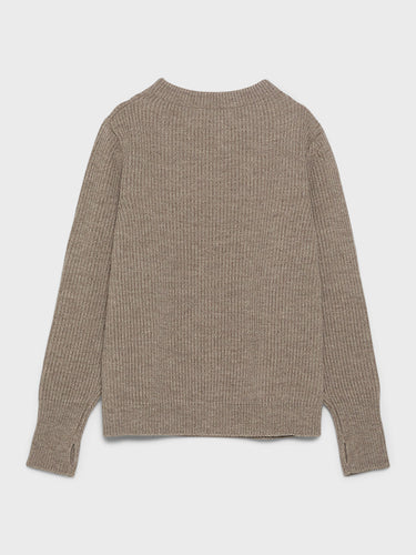 Andersen-Andersen - Navy Crewneck Knit in Natural Taupe
