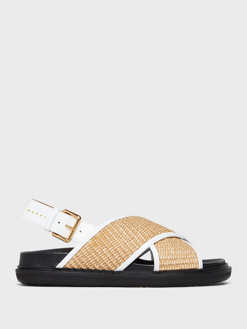 Marni - Fussbett Sandals in Natural, White and Black