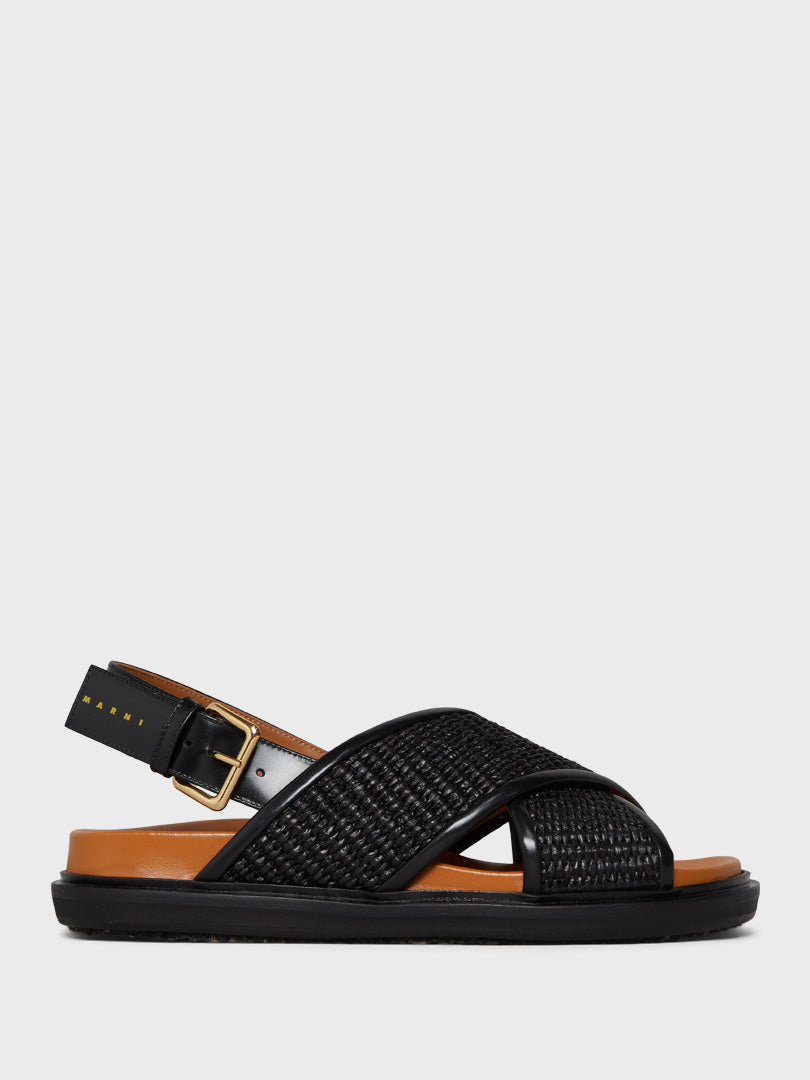 Marni - Fussbett Sandals in Black and Earth of Siena