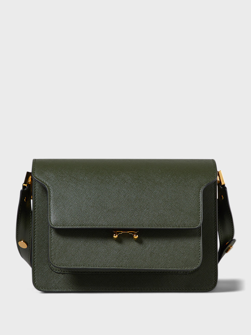 Marni Trunk Bag in Dark Green Grained Stoy