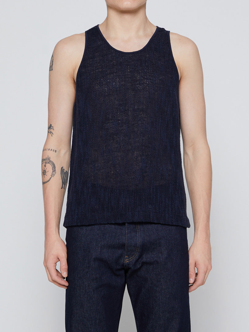 Our Legacy - Singlet in Navy Yawning Linen