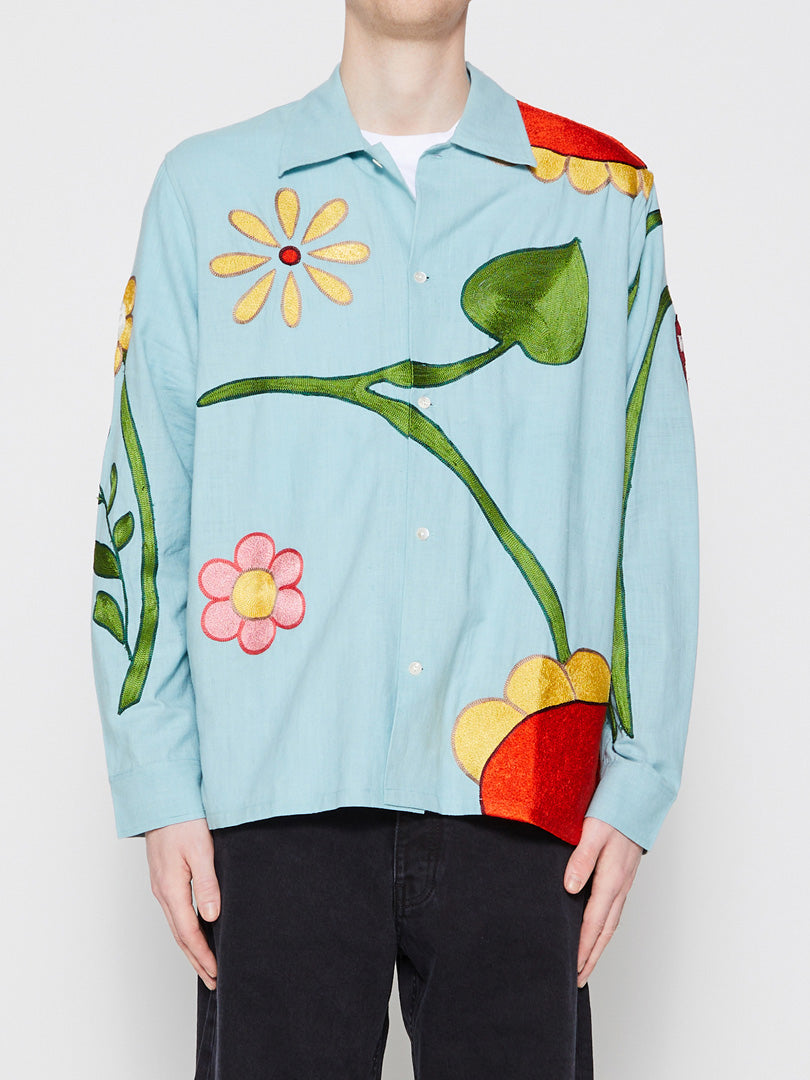 Sky High Farm - Boticelli Embroidered Flower Shirt Woven in Light