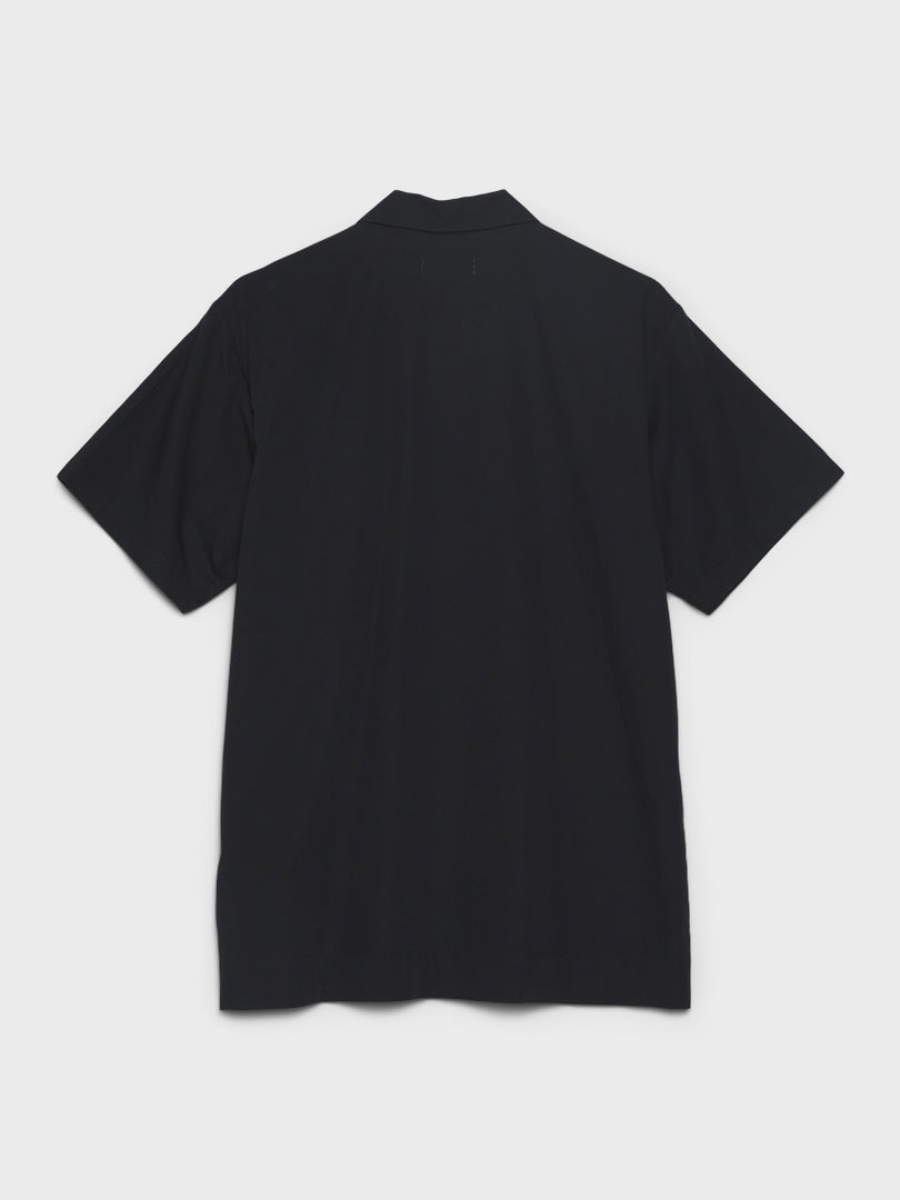 Poplin Pyjamas Short Sleeve Shirt in All Black