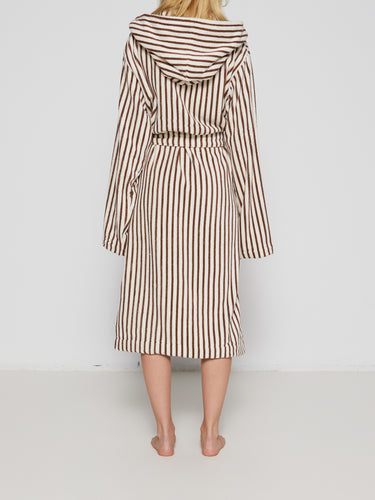 Tekla - Hooded Bathrobe in Kodiak Stripes