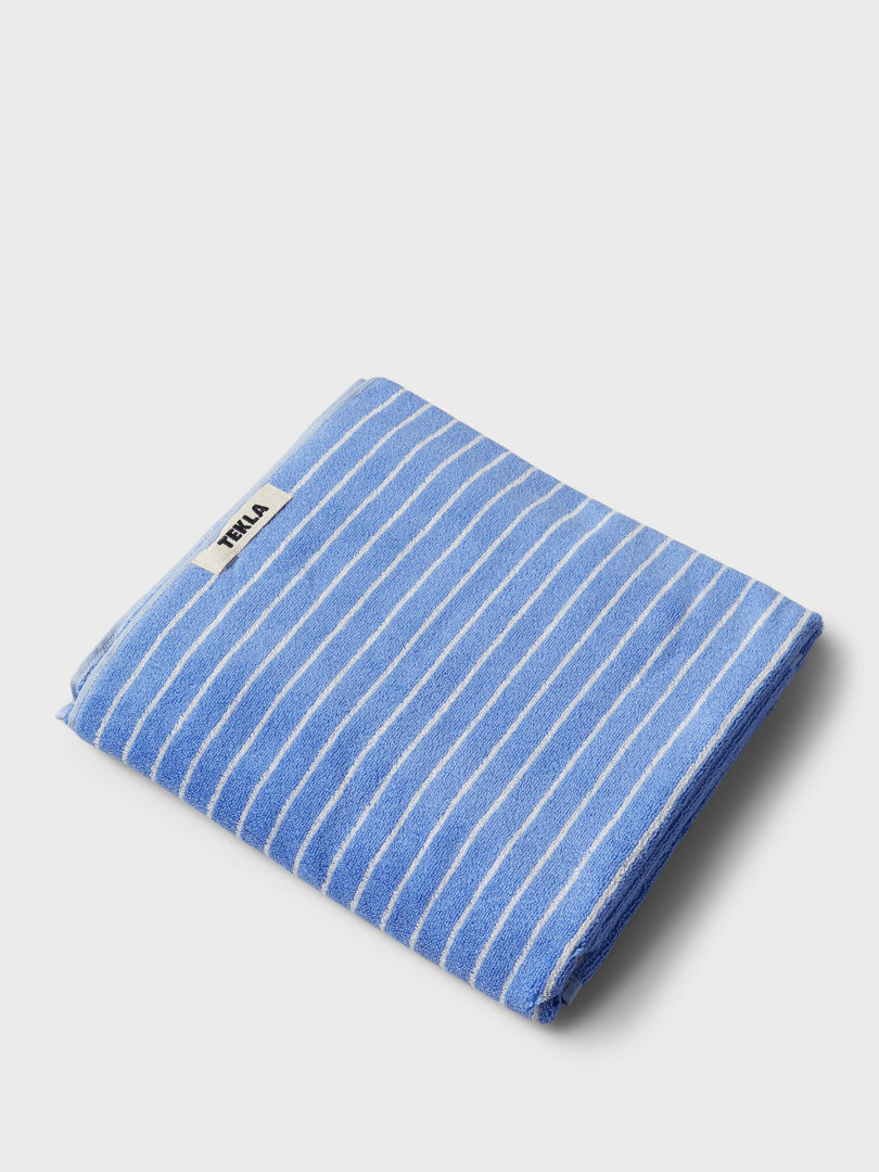 Tekla - Bath Towel in Clear Blue Stripes – stoy