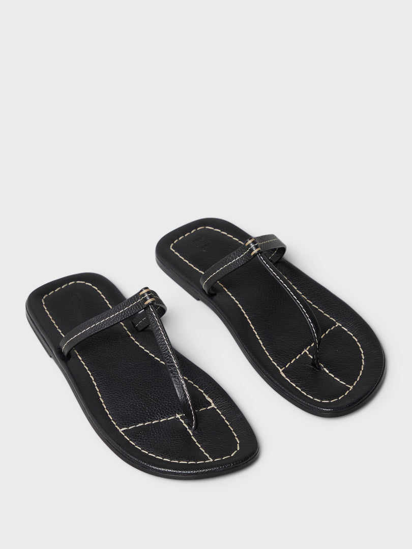 The T-Strap Sandals in Black