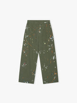Calm. - Herringbone Paintsplatter Cargo Pants in Green