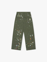 Calm. - Herringbone Paintsplatter Cargo Pants in Green